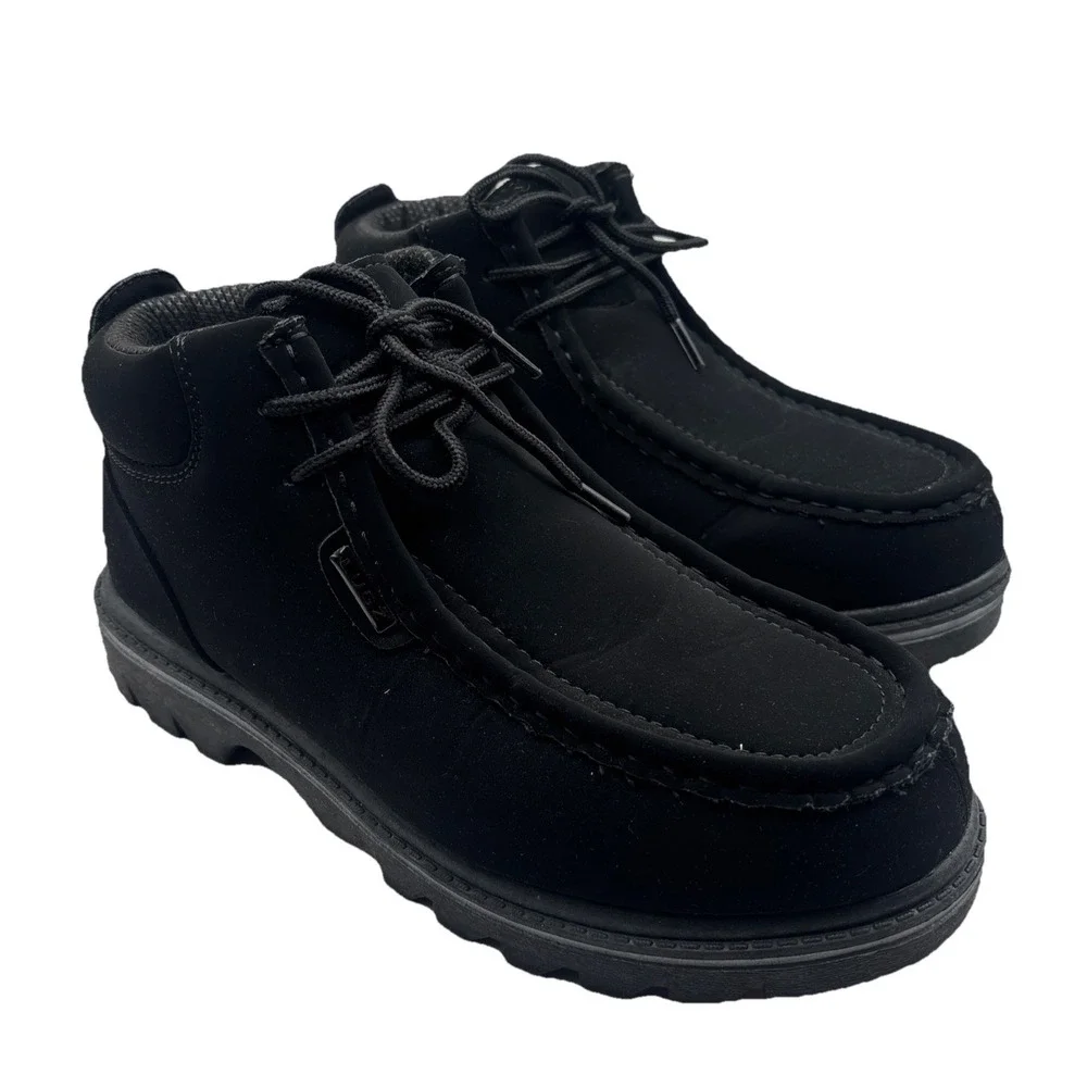 LUGZ Mens Sz 9.5 Fringe Chukka Deep Black Ankle‎ Boots Thick Tread City Preppy